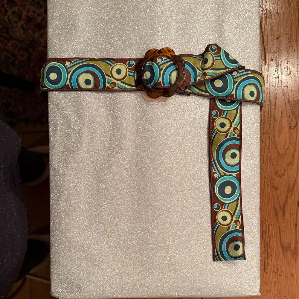 Multicolor Patterned Women's Ribbon Belt - Picture 5 of 6